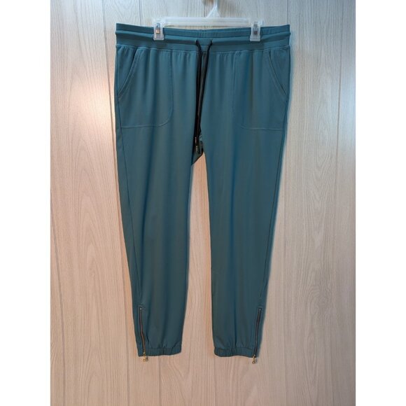 Zyia Active Pants - Zyia Active Peak Joggers Womens XXL Blue Ankle Zip Gold Zippers Drawstrings